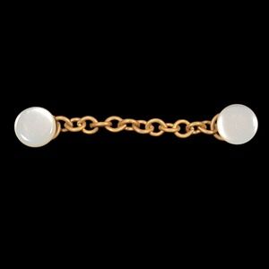 VTG 50s Faux Mother of Pearl Sweater Guard Collar Chain Cardigan Rockabilly